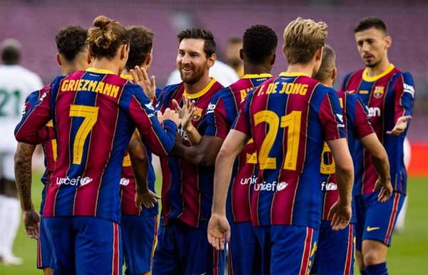 Selebrasi para pemain Barcelona