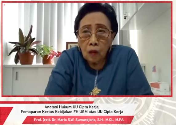 Guru Besar Pertanahan UGM Prof Dr Maria SW Sumardjono.