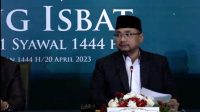 Menteri Agama Yaqut Cholil Qoumas, dalam konferensi pers yang digelar usai Sidang Isbat 1 Syawal 1444Hdi Kantor Kementerian Agama, Jalan MH Thamrin No. 6, Jakarta, Kamis (20/4).(Foto: Tangkapan Layar Youtube Kemenag RI)